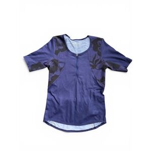 Shebeest Cycling Jersey Women Small Purple Floral New Quarter Zip Short Sleeve